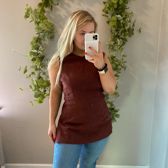 MM Lafleur Tops - MM Lafleur Maroon Linen Blend Tunic 8